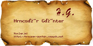 Hrncsár Günter névjegykártya